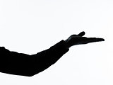 close up detail one man silhouette empty hand open