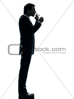 man smoking cigarette silhouette