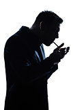 silhouette man portrait lighting smoking cigarette