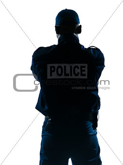 Rear view of policeman