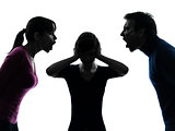  family father mother daughter dispute screaming silhouette