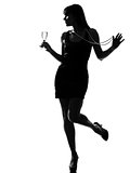 stylish silhouette woman partying drinking champagne 
