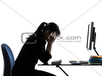 business woman headache tired problems silhouette