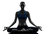 woman exercising yoga meditating