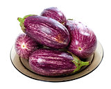 Eggplants on round plate