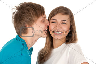 boy kisses a girl
