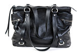 Black leather ladies handbag