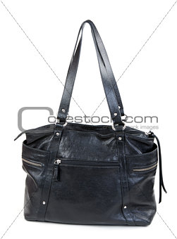 Black leather ladies handbag