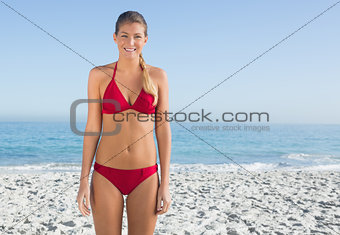 Pretty blonde posing in bikini