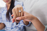 Engagement ring on womans hand