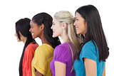 Diverse young women looking in the same direction