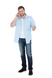 Relaxed man posing while having a call