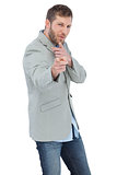 Trendy model posing wearing a blazer
