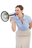 Energetic businesswoman with megaphone
