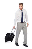 Cheerful businessman with suitcase