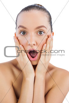 Pretty model with astonished face