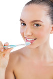 Young model with toothbrush