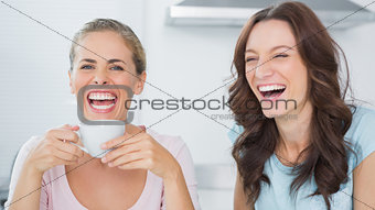 Pretty women bursting out laughing
