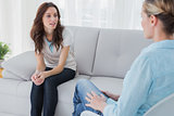 Woman having a conversation with her therapist