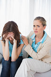 Crying woman with her therapist