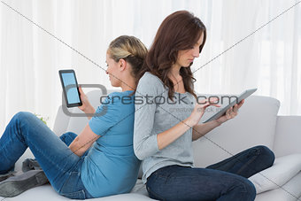 Friends using tablet computer