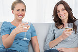 Women holding wine glasses