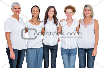 Cheerful casual models posing together