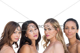 Sensual nude models posing and looking at camera