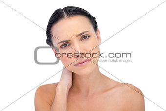 Young model having a painful neck