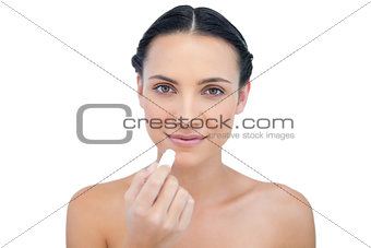 Natural model using lip balm