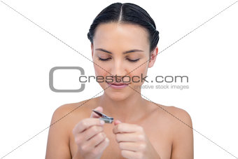 Relaxed natural model using nail clippers