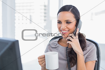 Smiling secretary answering phone