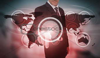 Businessman selecting futuristic circle interface