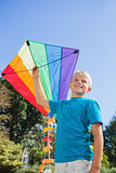 Boy playing with a kite