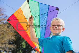Boy having fun with a kite