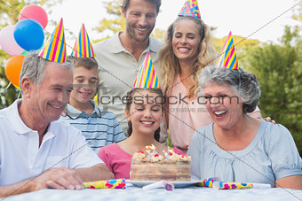 Cheerful extended family celebrating a birthday