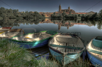 Dock of rowboats