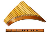 two traditional wooden flutes
