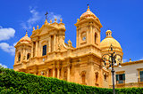 View of baroque style cathedral in old town Noto, Sicily