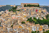 Colorful houses in old medieval village Ragusa in Sicily