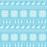 Christmas nordic seamless pattern - deer, snowflakes and trees