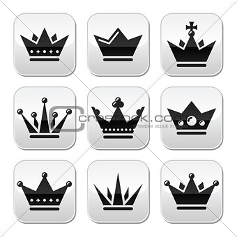 Crown, royal family buttons set