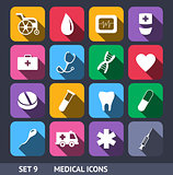 Medical Vector Icons With Long Shadow Set 9