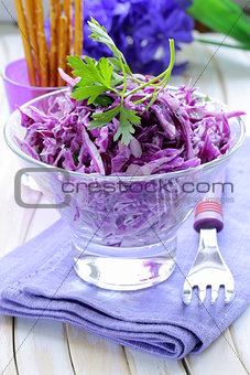 coleslaw salad of red cabbage with parsley and mayonnaise