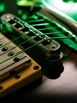 Electric guitar strings and bridge macro