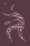 Table tennis pictogram with pink words