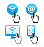 Wifi sumbol  with cursor hand icons