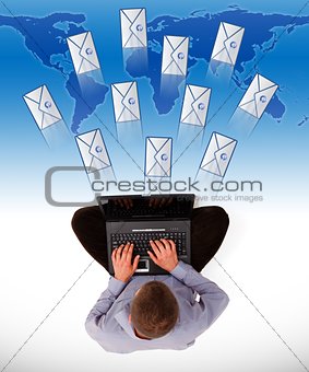 Man sending a lot of e-mails