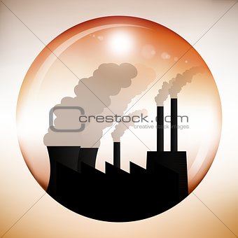 Chemical factory inside red sphere