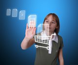 Girl buying multimedia items online